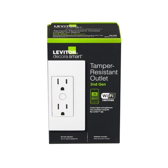 Leviton 3018760 15A 120V Decora Smart Duplex White Tamper Resistant Outlet - 5-15 R - Pack of 2