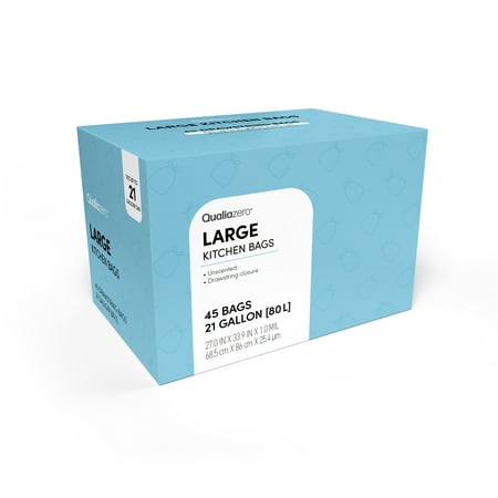 Qualiazero 21 Gallon Drawstring Trash Bag - 45 Bags - Unscented