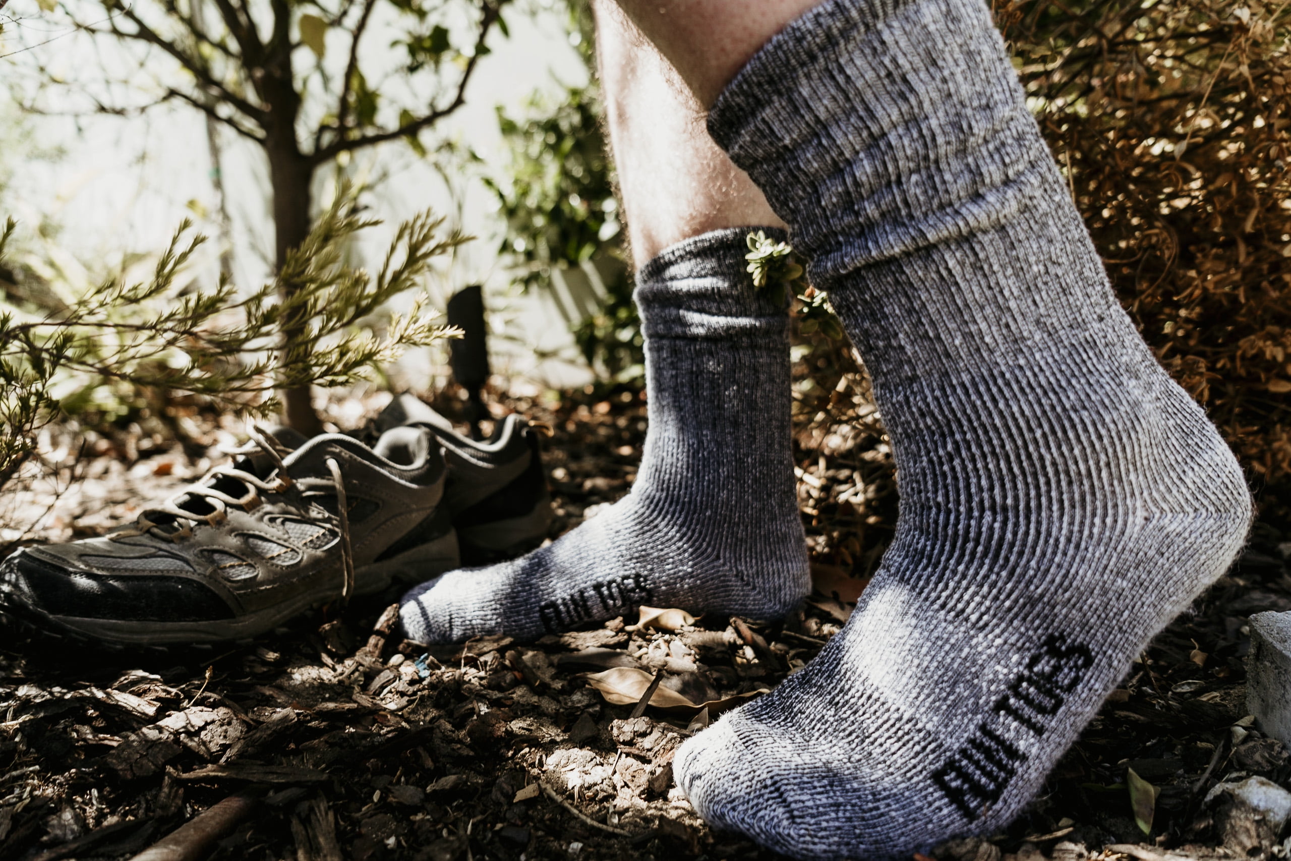 FUN TOES Men Merino Wool Hiking Socks -Lightweight-6 Pairs Pack Green 