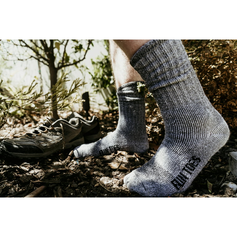 Men Merino Wool Hiking Socks -Lightweight-6 Pairs Pack Black 