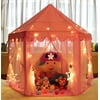Kids Play Tent Princess Castle,Super Fantasy Pink Princess Castle Playhouse Canopy Tent with LED Light Indoor and Outdoor Fun