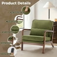 thumbnail image 3 of MCQ Mid Century Modern Accent Chair with Arms and Waist Cushion, Wood Frame for Adult, Lounge, Green, 3 of 6