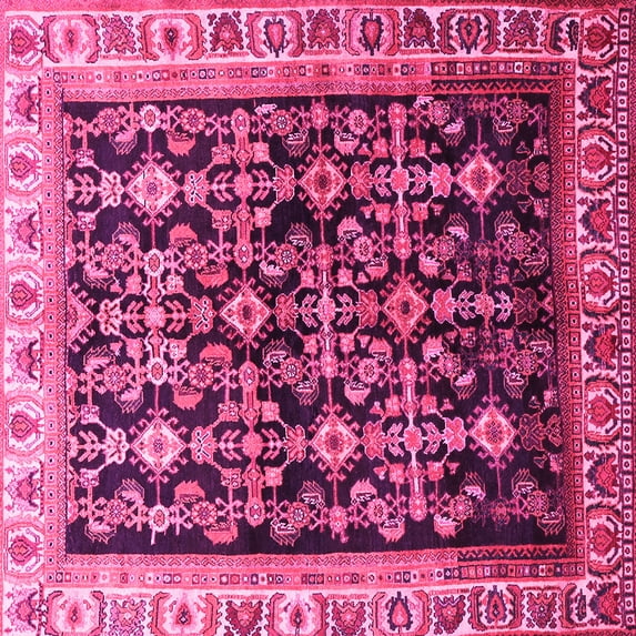 Ahgly Company Indoor Square Persian Pink Traditional Area Rugs, 7' Square