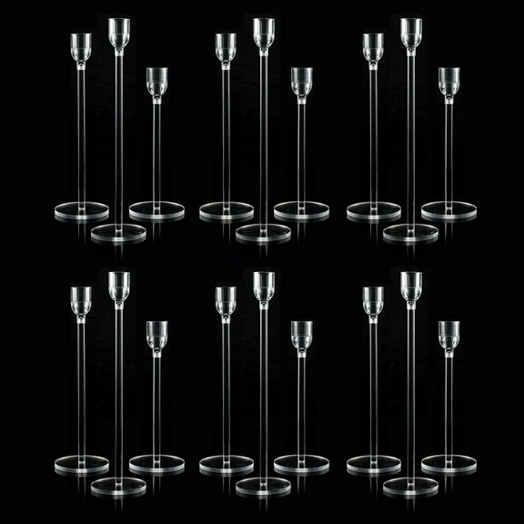 18Pcs Acrylic Candle Holders Centerpieces For Table, Taper Candle Holder For Wedding Decor, Dining Room,Anniversary,Ceremony, Taper Candle Holder Set