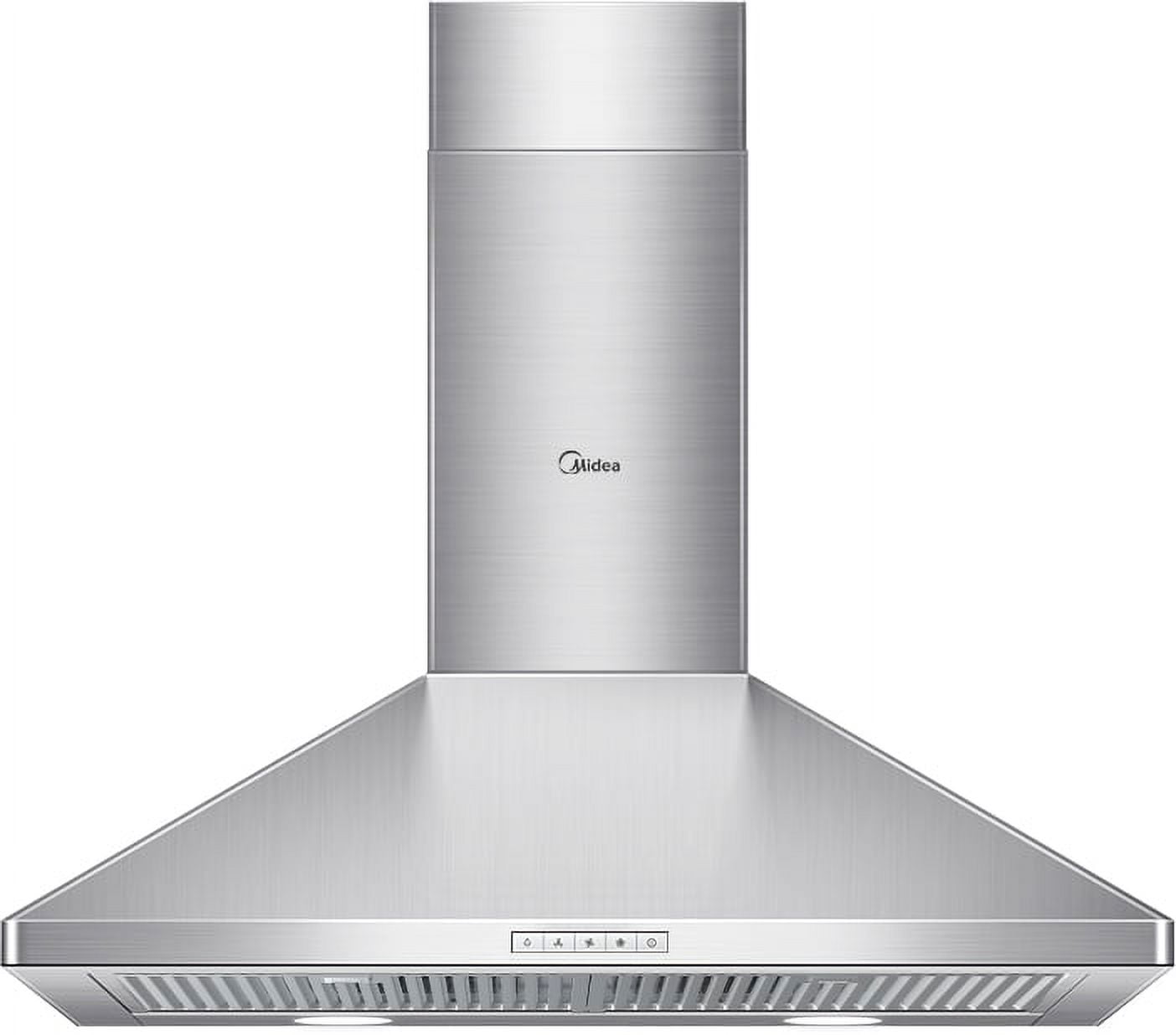 Midea 30-inch Ducted Pyramid Range Hood: 450 CFM, Stainless Steel, 3-Speed Fan, Wall Mount, MVP30W6AST, New