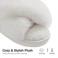 thumbnail image 4 of Ecetana Women's Fuzzy Slippers Cross Band Memory Foam House Shoes Open Toe, 4 of 7