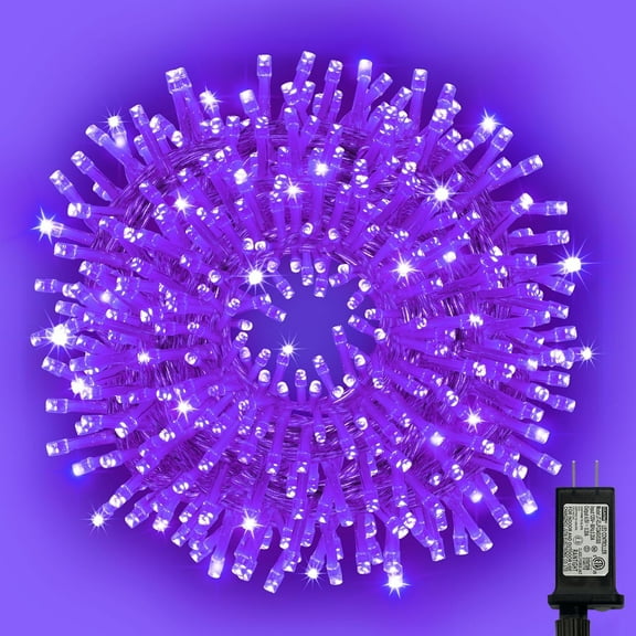 99FT 300 LED String Lights, Purple Fairy Lights Plug in, 16 Modes Transparent Purple Wire, 29V Low Voltage for Indoor Outdoor Christmas Wedding Party Decoration