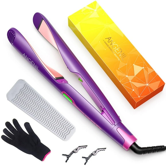 ANGENIL Hair Straightener and Curler 2 in 1 Professional Flat Iron Curling Iron in one Dual Voltage Hair Straightening Irons with Digital LCD Display Adjustable Temp for All Hair Types