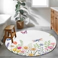 thumbnail image 3 of Wildflowers Round Area Rug 3.3Ft Washable Circle Rugs for Dining Room Table, Spring Country Tulip Butterfly Floral Leaf Non-Slip Carpet Floor Mats Indoor Outdoor Carpet Runner Aesthetic Home Decor, 3 of 8