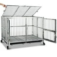 thumbnail image 3 of Towallmark Silver Large Dog Cage with Wheels, Lock, and Removable Tray, 3 of 8