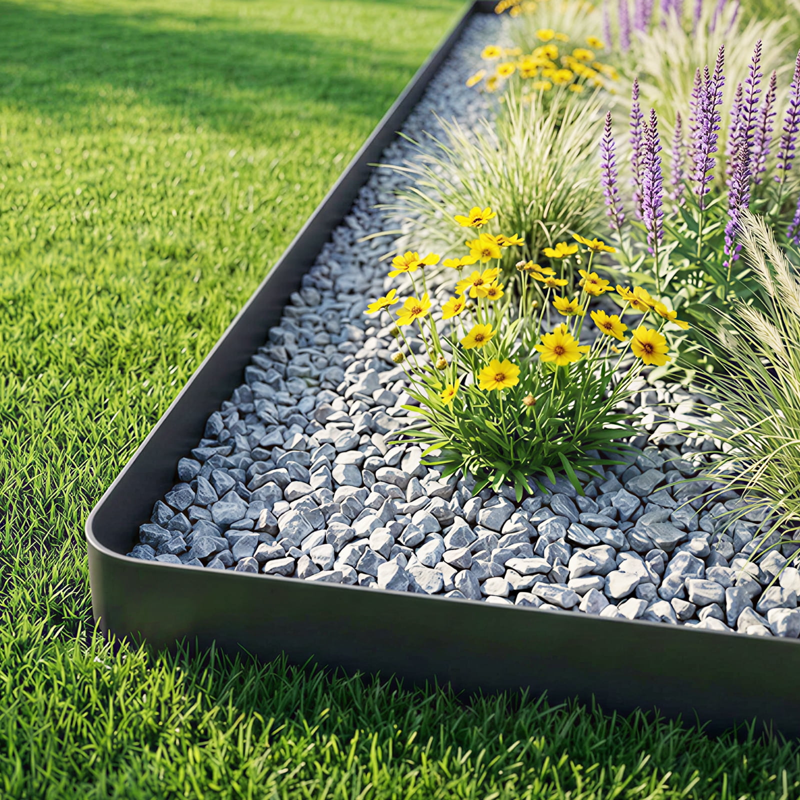 GOTGELIF Landscape Edging 2inch Tall, 40/100ft No-Dig Landscape Edging Border with 50/120 Spikes Plastic Garden Edging for Landscaping