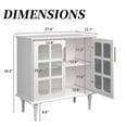 thumbnail image 7 of Yardi Yarda Vintage Buffet Cabinet with 2 Lattice Glass Door, Wooden Accent Cabinet with Adjustable Shelves for Indoor, White, 7 of 7