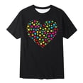 thumbnail image 3 of OOOUM Little Girls Short Sleeve Tee Shirts Modern Fit Crewneck Polka Dot Print Classic Tees Trendy Lightweight Summer Tops Black 5-6 Years, 3 of 3
