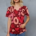 thumbnail image 4 of Valentine Day Scrub Tops for Women Love Heart Print Short Sleeve Quick Dry Plus Size Workwear Nursing V Neck Cute Scrubs with Pockets, 4 of 4