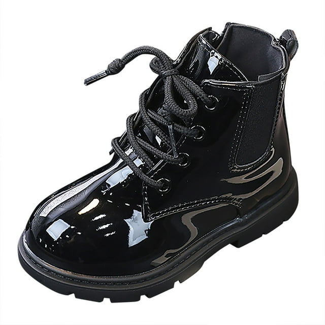 Splozh Bottes de Randonnée Petite Fille Bottes de Mode à la Mode Polyvalentes Unies à Lacets Bottines Filles et Garçons Bottes Courtes Tout-Petits Petit Enfant Bottes pour Enfants Noir, US 11.5