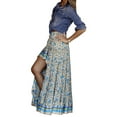thumbnail image 6 of Qiylii Women Boho Long Skirt High Low Side Split Hem Ruffle Waist Swing Skirt, 6 of 9