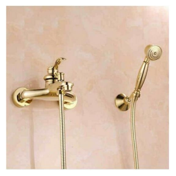 Luxury Antique Style Gold Bath Tub Faucet Ceramic Handle Handheld Shower Head Faucet Bathtub faucet set shower faucet set ,360° Swivel Spout
