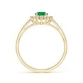 thumbnail image 2 of Angara Natural 0.66 Ct. Emerald with Diamond Halo Ring in 14K Yellow Gold for Women (Ring Size: 3.5), 2 of 10