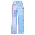 thumbnail image 3 of Women's Colorblock Graphic Print Patchwork Straight Leg Pants Casual High Waist Loose Wide Leg Boho Pants With Pockets, 3 of 5