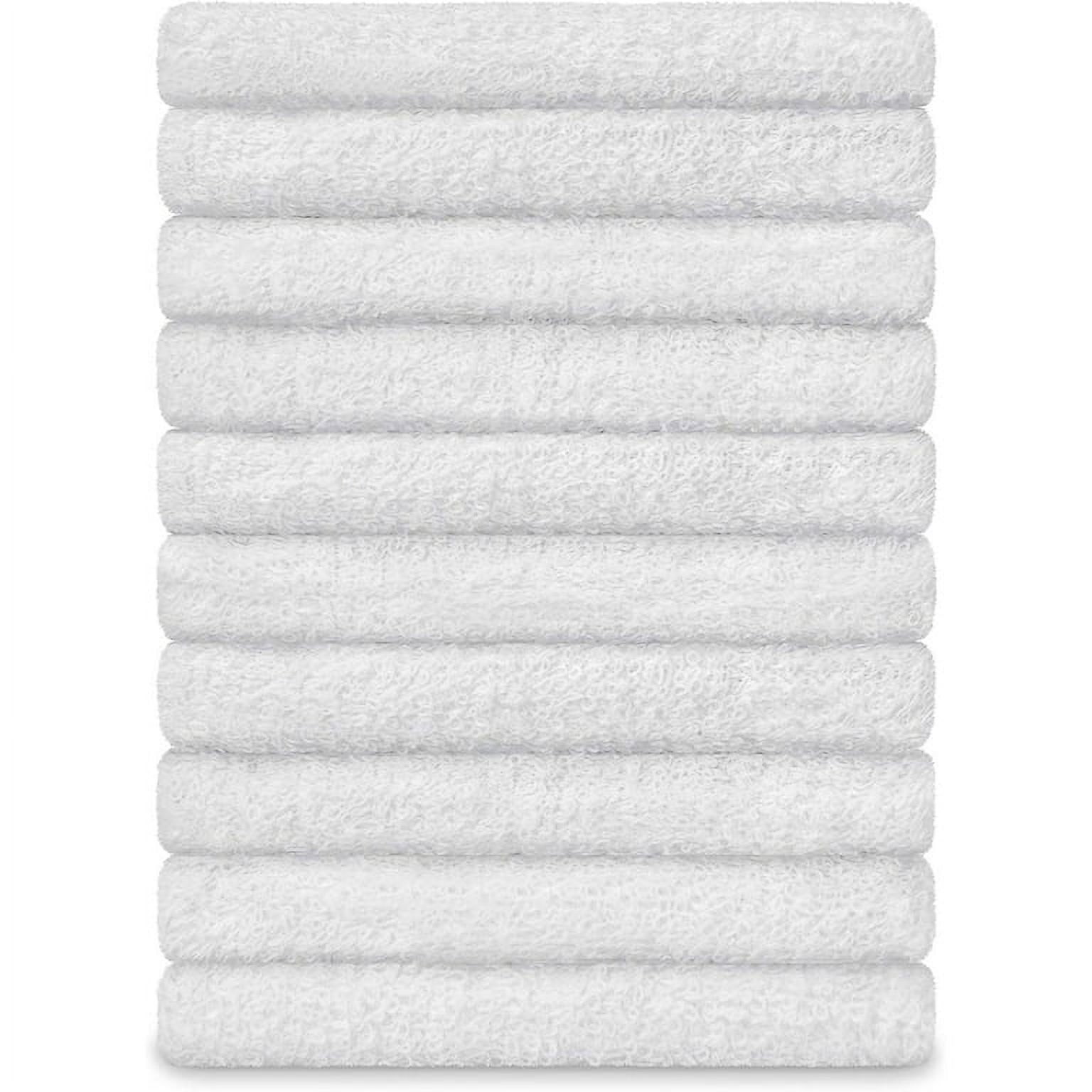DecorRack 100% Cotton Wash Cloths, 12 x 12 inch Soft Towels, White (10 Pack)