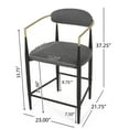 thumbnail image 3 of Noble House Boise Indoor Fabric and Metal 25 inch Counter Stools, Set of 2, Charcoal, Black, and Gold, 3 of 9