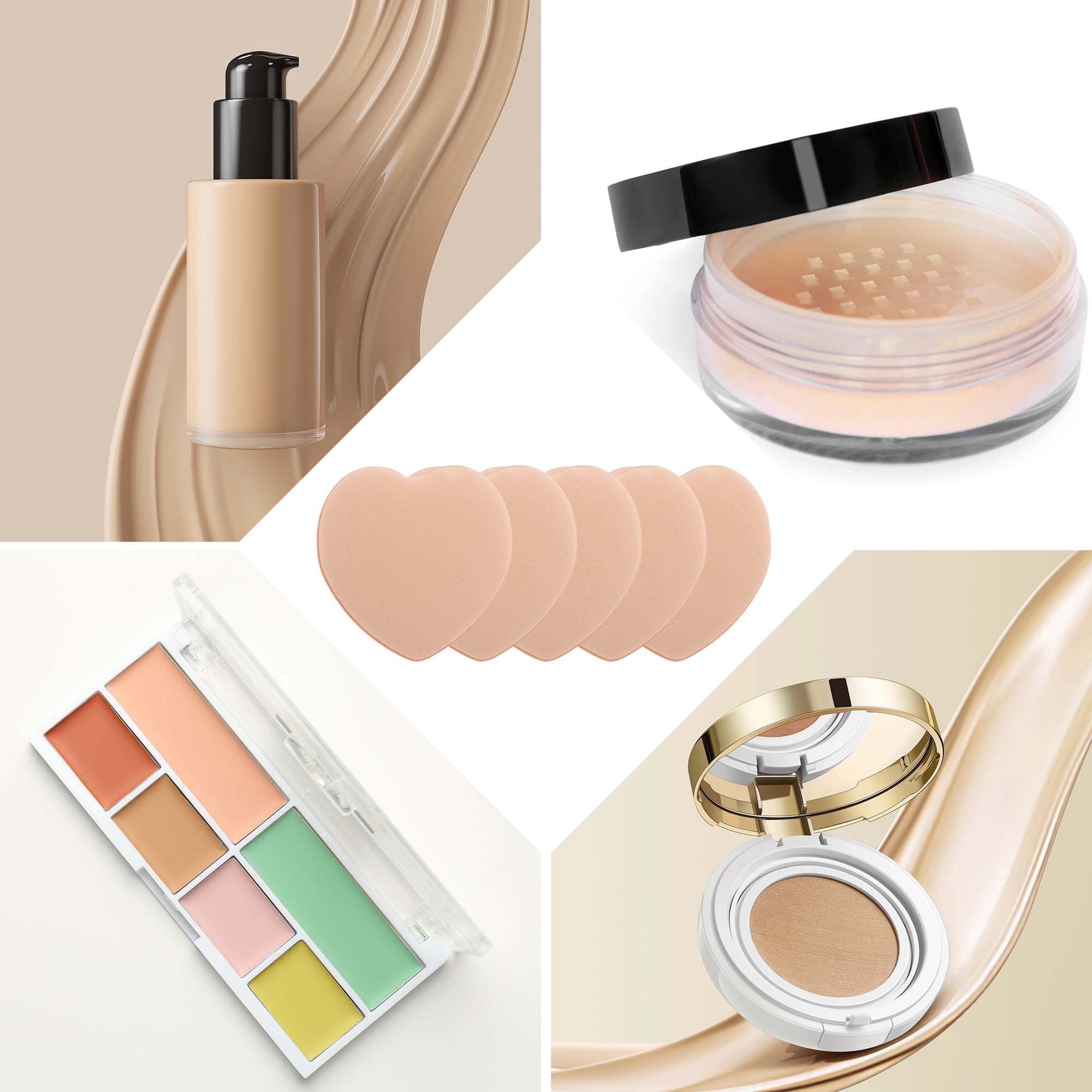 Unique Bargains 5 Pcs Heart-Shaped Face Makeup Sponge for Travel Nude