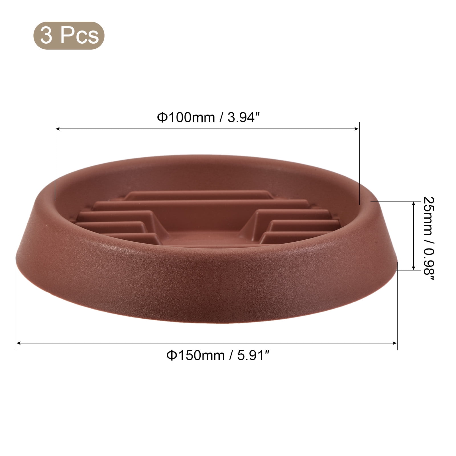 Unique Bargains Waved Base Plastic Round Plant Drip Tray 3pcs Red 6"