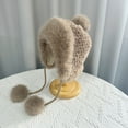 thumbnail image 3 of Fgnfyis Women's Winter Knitted Hat with Pompom and Ear for Outdoor Cold Weather Coffee One Size, 3 of 5