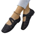 thumbnail image 4 of GERsome Ballet Flats for Women Square Toe Slip-On Dress Shoes Ankle Strap Lace Mesh Comfort Walking Shoes for Causal Work, Black Size 6, 4 of 9