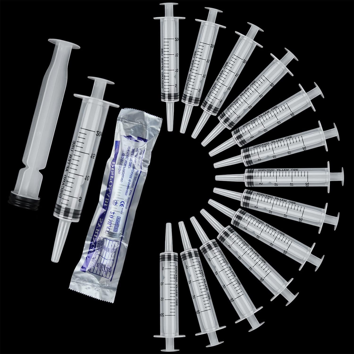 Plastic Syringes for Liquid, 20ml Syringes Without Needle & Individually Sealed, Syringes for Measuring,Lip Gloss, Liquid Refilling, DIY Crafts, Feeding Pets, Scientific Labs,50 Pack