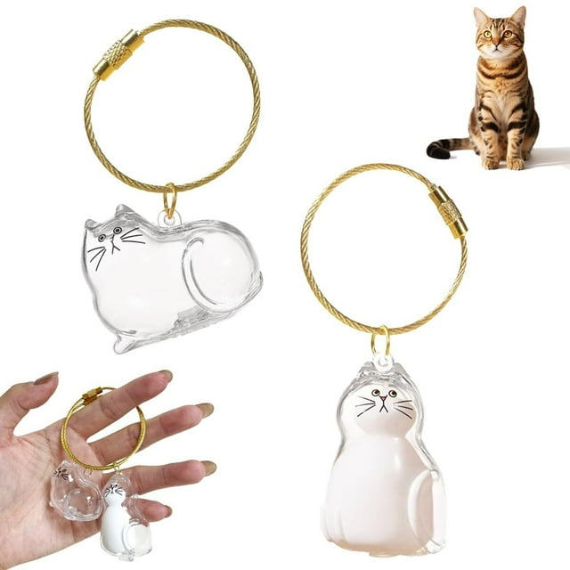 Cat Hair Keychain, Cat Fur Keepsake Capsule Pendant, Pets Hair Storage Keychain, Pet Fur Keepsake