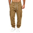 thumbnail image 2 of Dwellite Mens Sweatpants Drawstring Elastic Waist Cargo Joggers with Pockets Casual Fashion Solid Color Sweat Pants Camel 3XL, 2 of 9