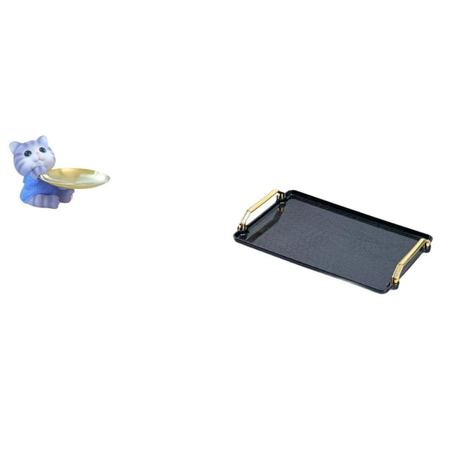 Figura de oso,Bandeja para gatos Bandeja para dulces para gatos Bandeja para estatuas de resina,Bandeja para servir,Bandeja para servir con asas para guardar cosméticos,Bandeja multiusos para
