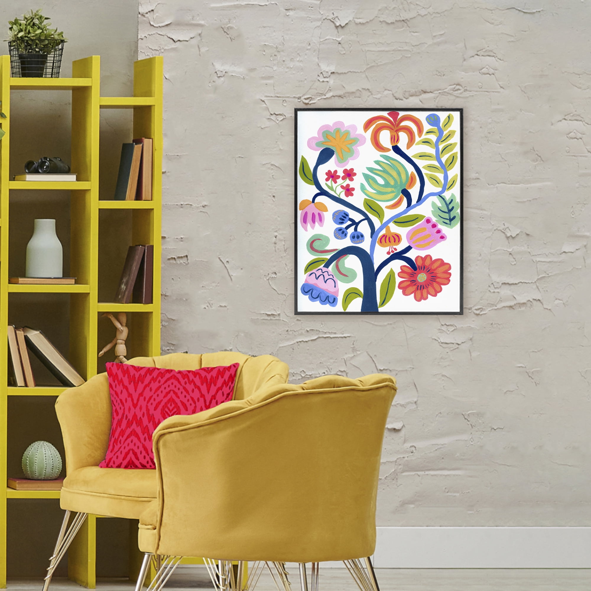 Stupell Industries Boho Blue Tree Black Framed Giclee Art, design by Suzanne Allard