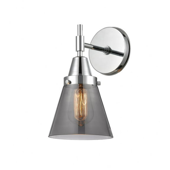447-1W-PC-G63-Innovations Lighting-Cone - 1 Light Wall Sconce-11 Inches Tall and 6.25 Inches Wide-Polished Chrome Finish-Light Smoke Glass Color