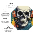 thumbnail image 3 of Pofeuu Modern Hip-Hop Skull Print Coasters for Drinks, 4Pack PU Leather Coasters, Bar Drink Coasters for Tabletop Protection, Furniture from Damage-Octagon, 3 of 6
