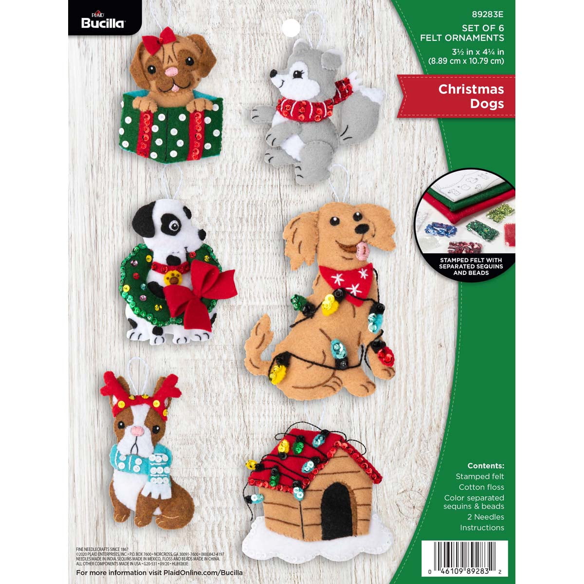Kit Broderie Bucilla 6 Chats En Pulls De Noël - Ornements En Feutre à Customiser - 11.4x14cm