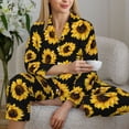 thumbnail image 6 of Pajama Sets for Women 2 Pcs, cute Sunflowers black Aesthetic Button Down Long Sleeve Sleepwear Lounge PJ Sets, 6 of 6