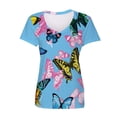 thumbnail image 4 of Blusa de manga corta con cuello en V informal para mujer a la moda, camisetas de verano Fridja  bn3895, 4 of 5