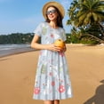thumbnail image 4 of Balery Bunny cartoon with easter Vestidos sueltos de manga corta para mujer, vestidos de verano 2025, vestidos casuales de corte A con vuelo., 4 of 6