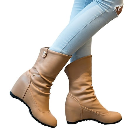 GHSOHS Cowboy Boots for Women Winter Shoes Women Black Boots Knee High Boots Leather High Slope Heel Short Boots Rain Boots Dress Shoes Hiking Boots Shoes Western Cowgirl Boots Size 40