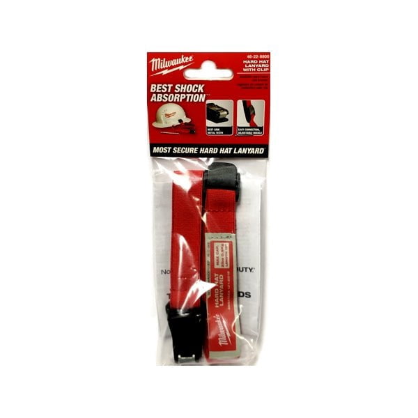 Pack of 3 - Milwaukee Hard Hat Lanyard with Clip - Red (48-22-8800)