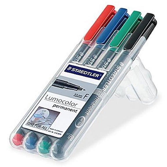 Staedtler 318 WP4 Lumocolor Fine Point Permanent Marker, Assorted - 0.6 mm