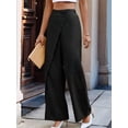 thumbnail image 2 of Women'S Elegant Wrap Front High Waisted Wide Leg Pants Suit Pants Trousers, 2 of 9