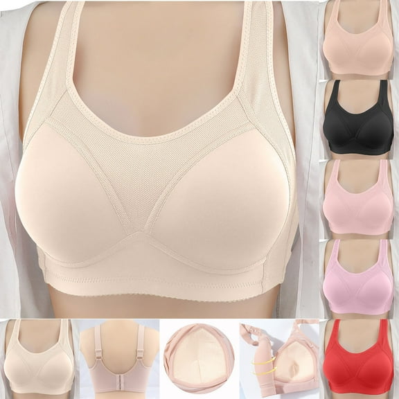 WRKEKC Wireless Bras for Women, Middle Aged and Elderly Bras without Steel Rings Large Size Underwear Front Button Style Bra Comfortable Bra