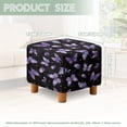 thumbnail image 3 of SCRAWLGOD Butterfly Print Violet Black Ottoman Slipcover, Anti Slip Square Cushion with Elastic Bottom Thick Footstool Protection Universal Fit for Most Footrest Sofa, 3 of 7