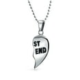 thumbnail image 6 of Bling Jewelry Womens BFF Break Apart 2PC Heart Pendant Necklace - Silver Tone Stainless Steel, 6 of 6