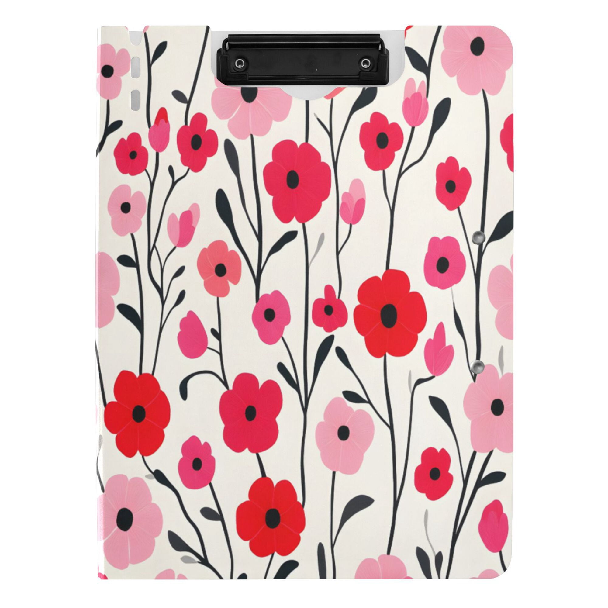 FORMRS A4 Clipboard Folder with Pen Holder Horizontal Foldable School Office Binder, Pink Floral