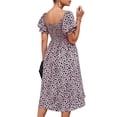 thumbnail image 2 of Gvmfive Women Summer Polka Dot Print Midi Dress Casual Short Sleeve Beach Sundress, 2 of 3