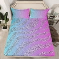 thumbnail image 2 of Zebra Print Full Sheets Blue Purple Gradient Bed Set, Animal Print Bed Sheets Set Ombre Glitters Sequins Sheet Set, Woodland Wildlife Skin Bedding Set Teens Room Decor, 2 of 6